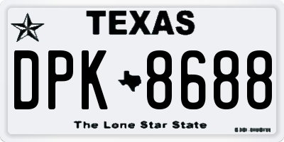 TX license plate DPK8688