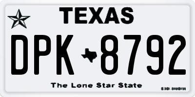 TX license plate DPK8792