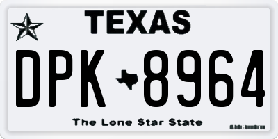 TX license plate DPK8964