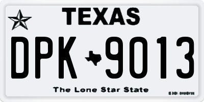 TX license plate DPK9013