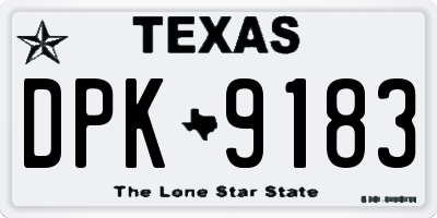 TX license plate DPK9183