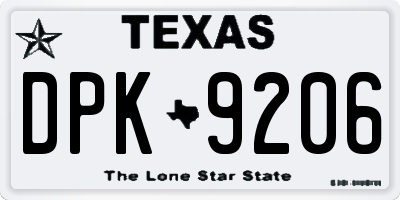 TX license plate DPK9206