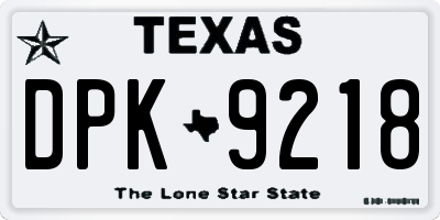 TX license plate DPK9218