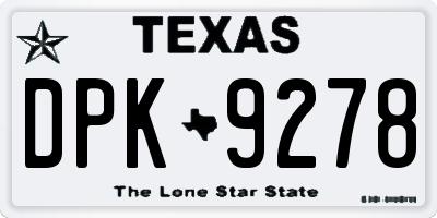 TX license plate DPK9278