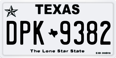 TX license plate DPK9382