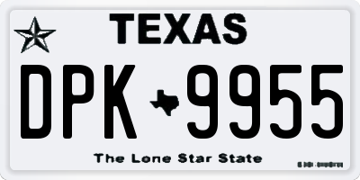 TX license plate DPK9955