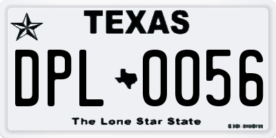 TX license plate DPL0056