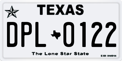 TX license plate DPL0122
