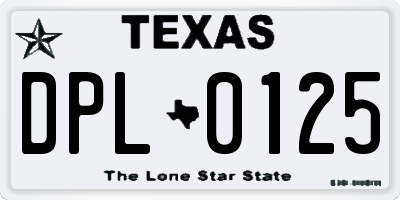 TX license plate DPL0125
