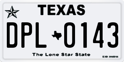 TX license plate DPL0143