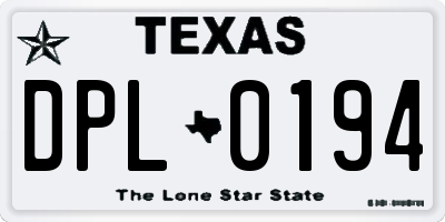 TX license plate DPL0194