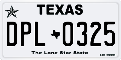 TX license plate DPL0325