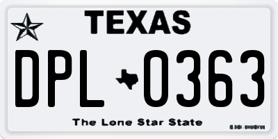 TX license plate DPL0363