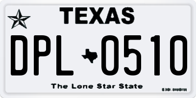 TX license plate DPL0510
