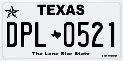 TX license plate DPL0521