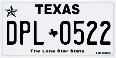 TX license plate DPL0522