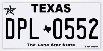 TX license plate DPL0552