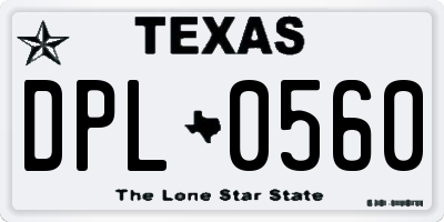 TX license plate DPL0560