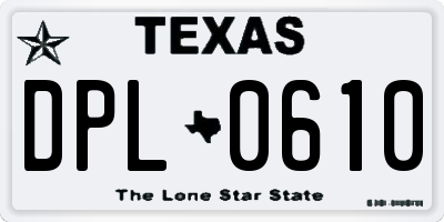 TX license plate DPL0610