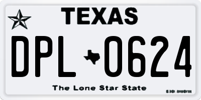 TX license plate DPL0624