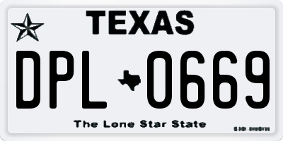 TX license plate DPL0669