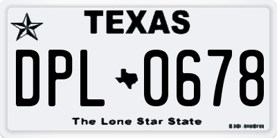 TX license plate DPL0678