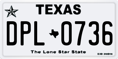 TX license plate DPL0736