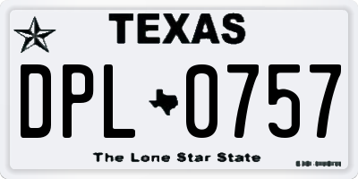 TX license plate DPL0757