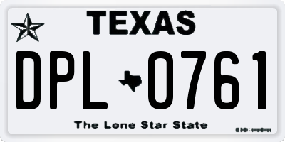 TX license plate DPL0761