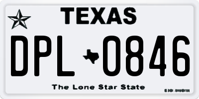 TX license plate DPL0846