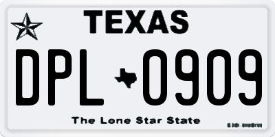 TX license plate DPL0909