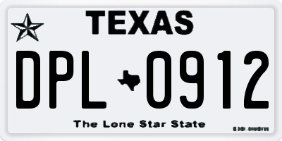 TX license plate DPL0912