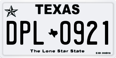 TX license plate DPL0921