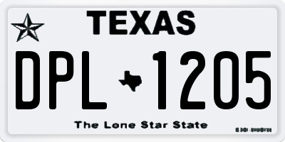 TX license plate DPL1205