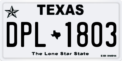 TX license plate DPL1803