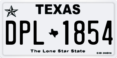 TX license plate DPL1854