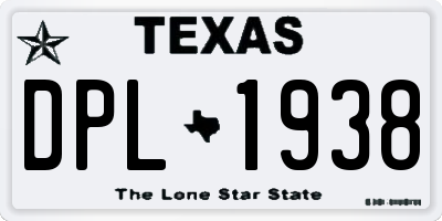 TX license plate DPL1938