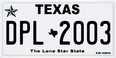 TX license plate DPL2003