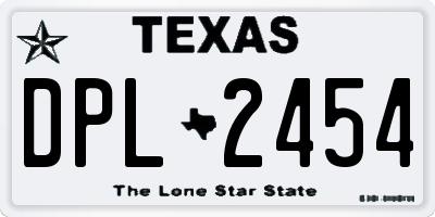 TX license plate DPL2454