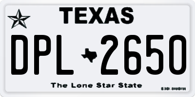 TX license plate DPL2650
