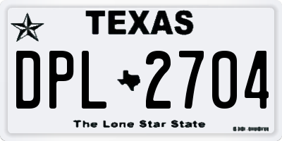 TX license plate DPL2704