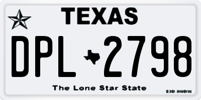 TX license plate DPL2798