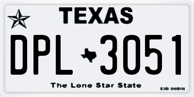 TX license plate DPL3051