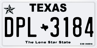 TX license plate DPL3184