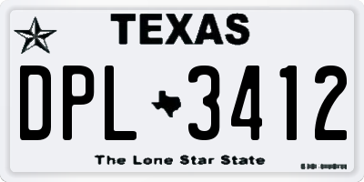 TX license plate DPL3412