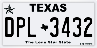 TX license plate DPL3432