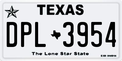 TX license plate DPL3954
