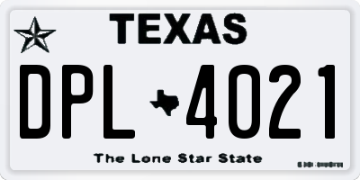 TX license plate DPL4021