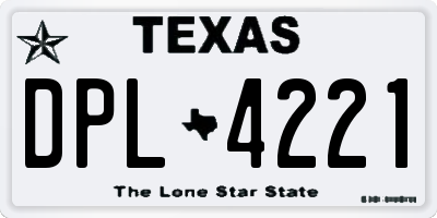 TX license plate DPL4221