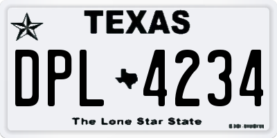 TX license plate DPL4234